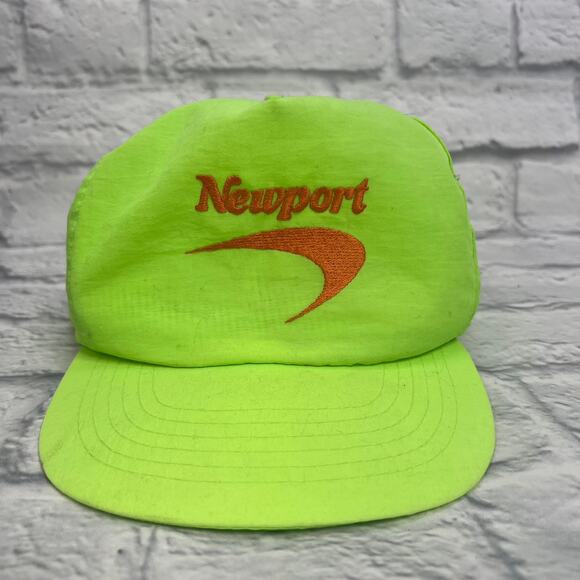 Vintage Newport Logo Green Neon One Size Snapback Nylon Hat Cap 90s - Picture 7 of 7